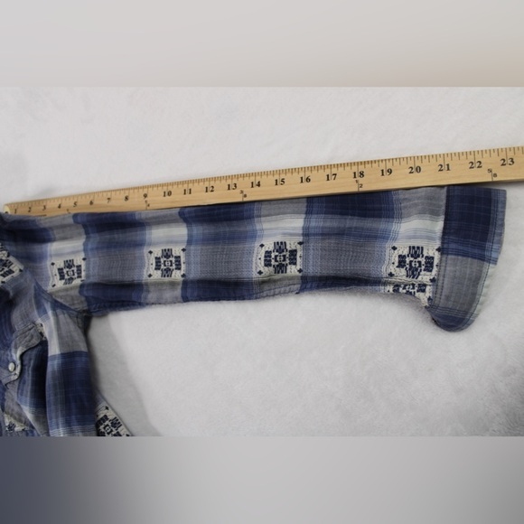 American Eagle Western Long Sleeve Plaid Pearl Snap‎ Button Down Women's Small - Picture 10 of 16